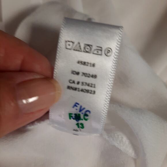 LOFT VISCOSE WOMEN'S L TOP WHITE EMBROIDERY 3/4 BELL SLEEVE PHEASANT BOHO - Picture 9 of 12